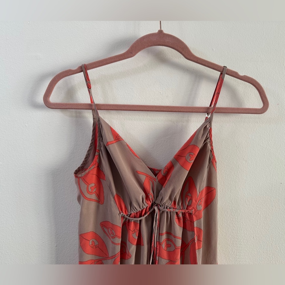 CYNTHIA VINCENT Floral Maxi Dress SIZE 2 SMALL Red Brown Tan Casual Flowy Breezy - Picture 5 of 8